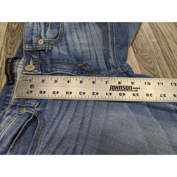 Express Womens Size 00 Girlfriend Whiskered Skinny Denim Blue Jeans - Picture 9 of 10